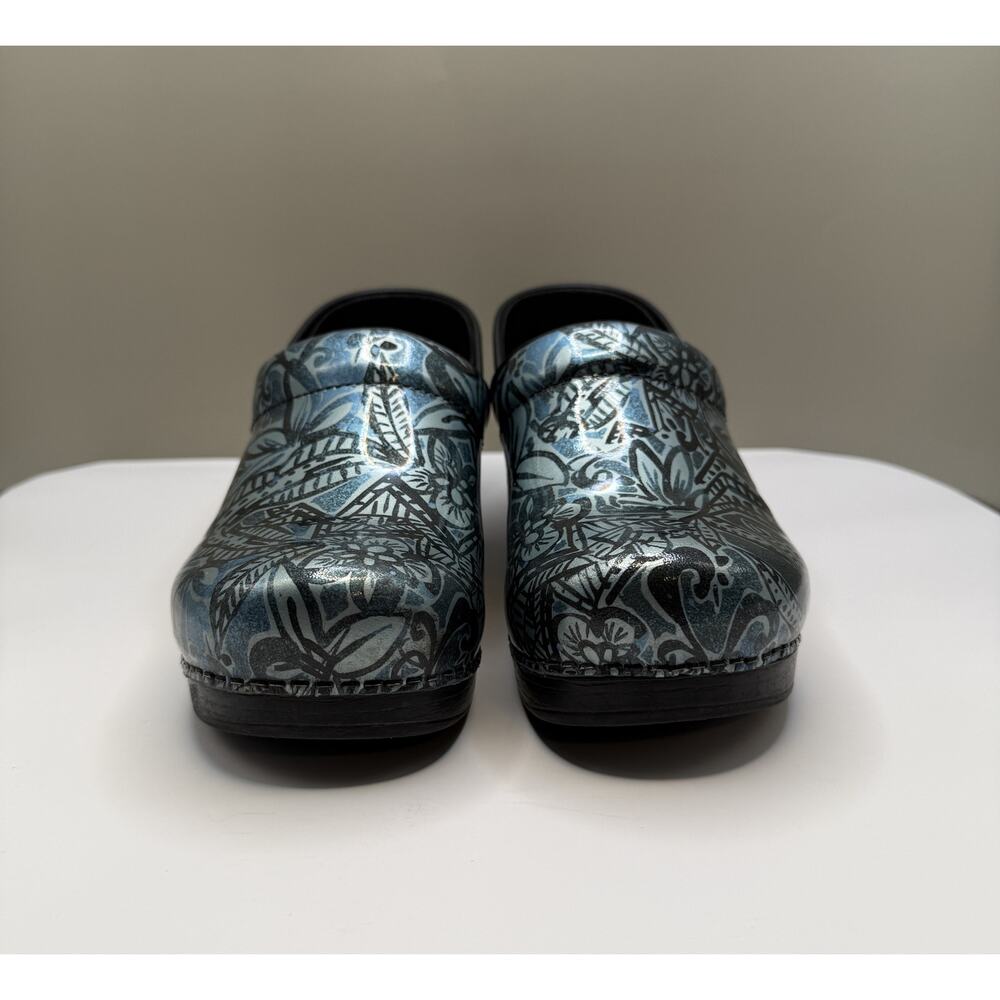 Dansko Professional Floral Patent Clogs Denim Print Size 40 US 9-9.5 - Picture 5 of 8